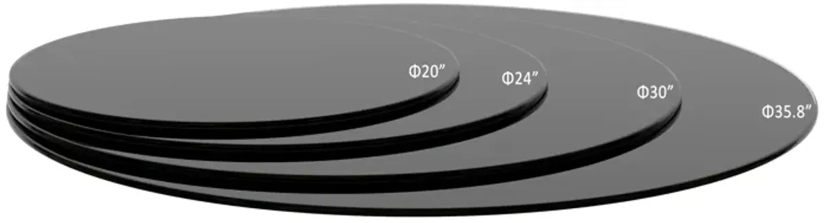 36" Round Tempered Glass Table Top Black Glass 1 / 4" Thick Round Polished Edge - Black