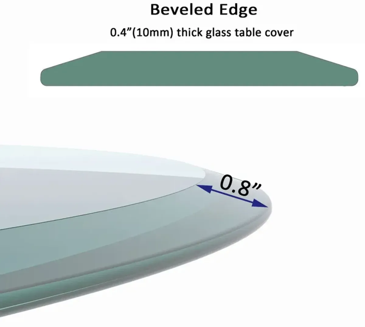 30" Round Tempered Glass Table Top Clear Glass 2 / 5" Thick Beveled Polished Edge - Transparent