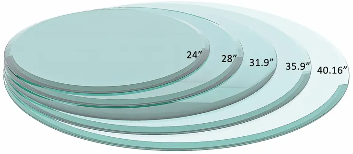 30" Round Tempered Glass Table Top Clear Glass 2 / 5" Thick Beveled Polished Edge - Transparent