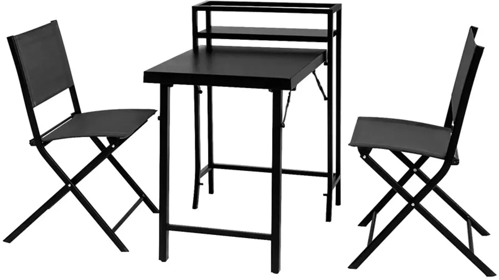 3 Piece Patio Bistro Set, Patio Set Of Foldable Patio Table And Chairs, Outdoor Patio Furniture Sets - Black