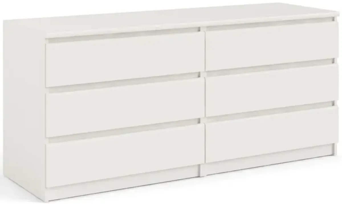 6 Drawer Double Dresser For Bedroom Living Room Hallway - White