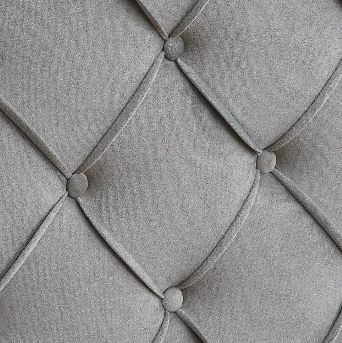 Queen Platform Upholstered Bed Button Tufted With Curve Design, Strong Wood Slat Support - Gray