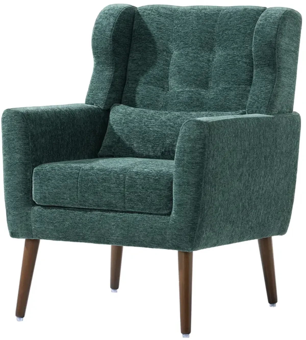 Modern Accent Chair, Chenille Arm Chairs For Living Room, Upholstered Mordern Armchair, Comfy Soft Padded Lounge Chair In Small Space, Bedroom, With Pillow, Solid Wood Leg