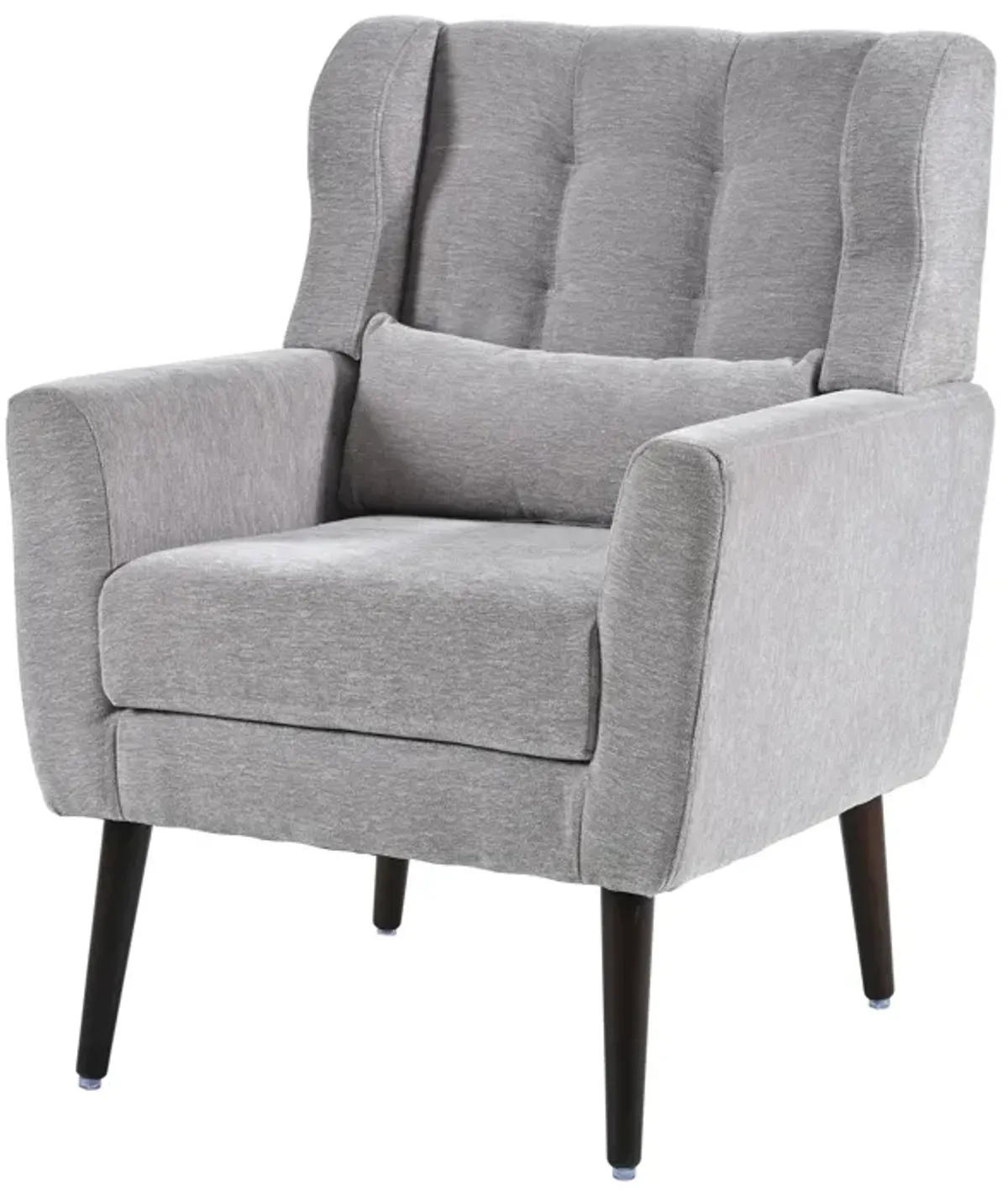 Modern Accent Chair, Chenille Arm Chairs For Living Room, Upholstered Mordern Armchair, Comfy Soft Padded Lounge Chair In Small Space, Bedroom, With Pillow, Solid Wood Leg