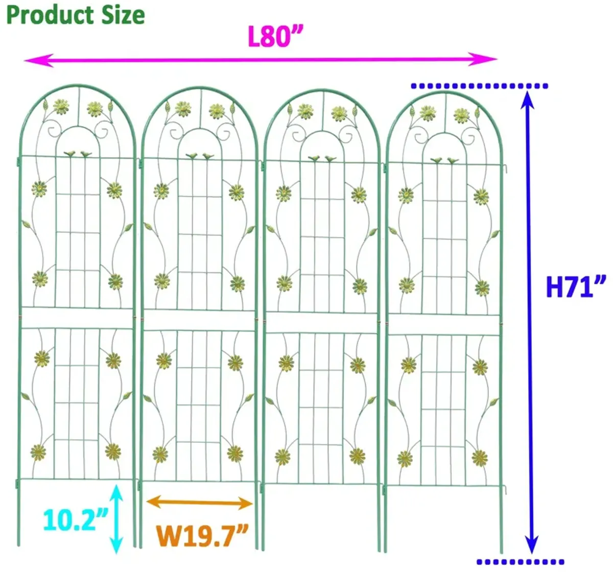 Metal Garden Trellis Rustproof Trellis For Climbing Plant Outdoor Flower Support