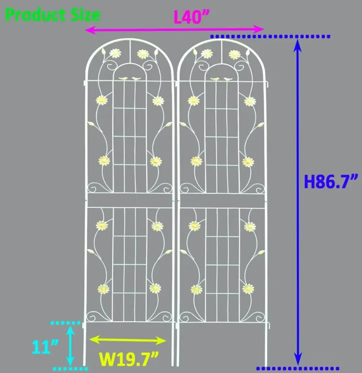 Metal Garden Trellis Rustproof Trellis For Climbing Plant Outdoor Flower Support