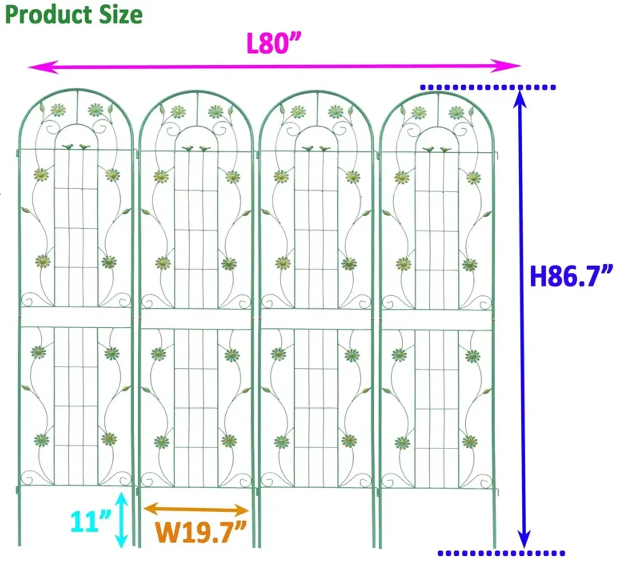 Metal Garden Trellis Rustproof Trellis For Climbing Plant Outdoor Flower Support