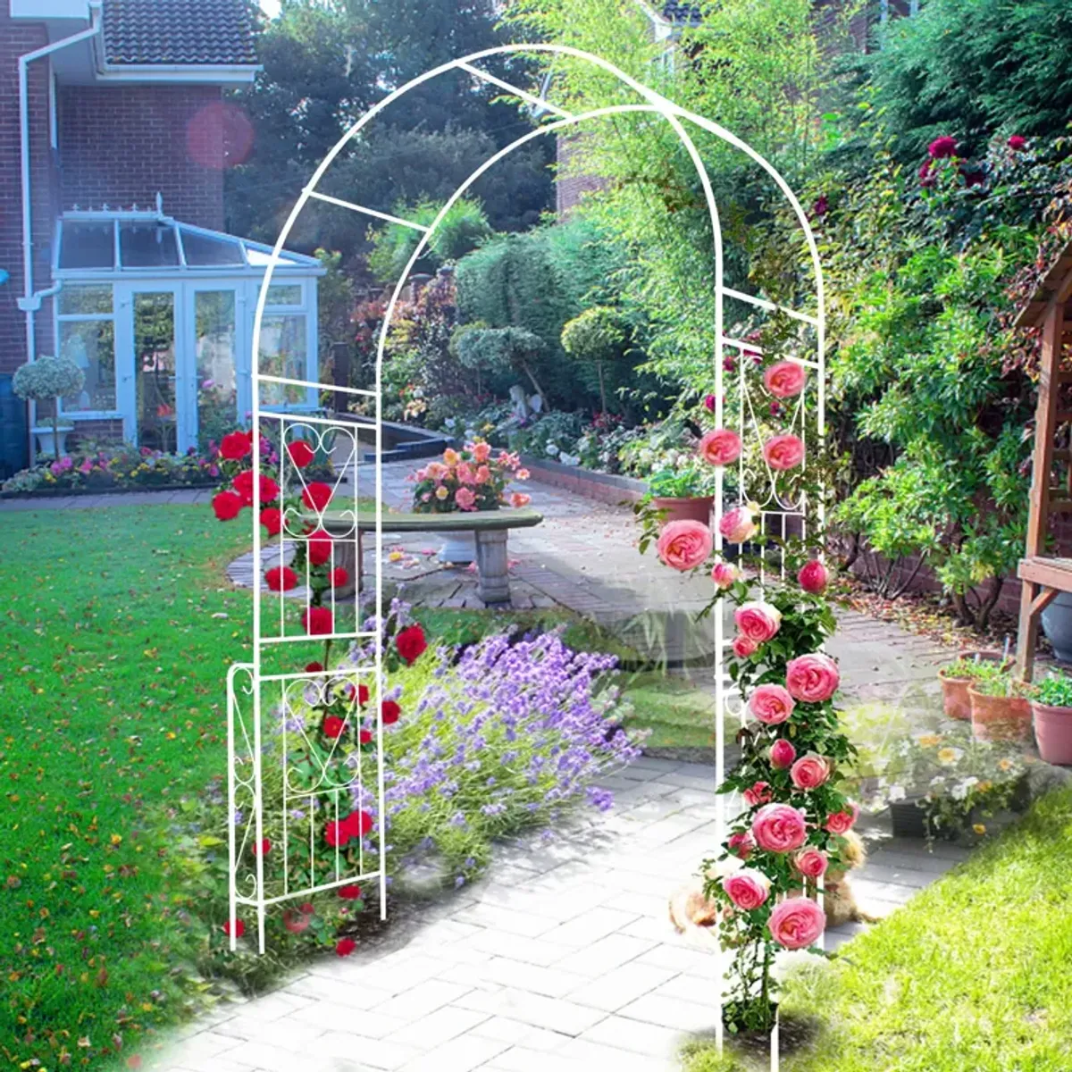 Metal Garden Arch Garden Arbor Trellis Climbing Plants Support Rose Arch Outdoor Arch