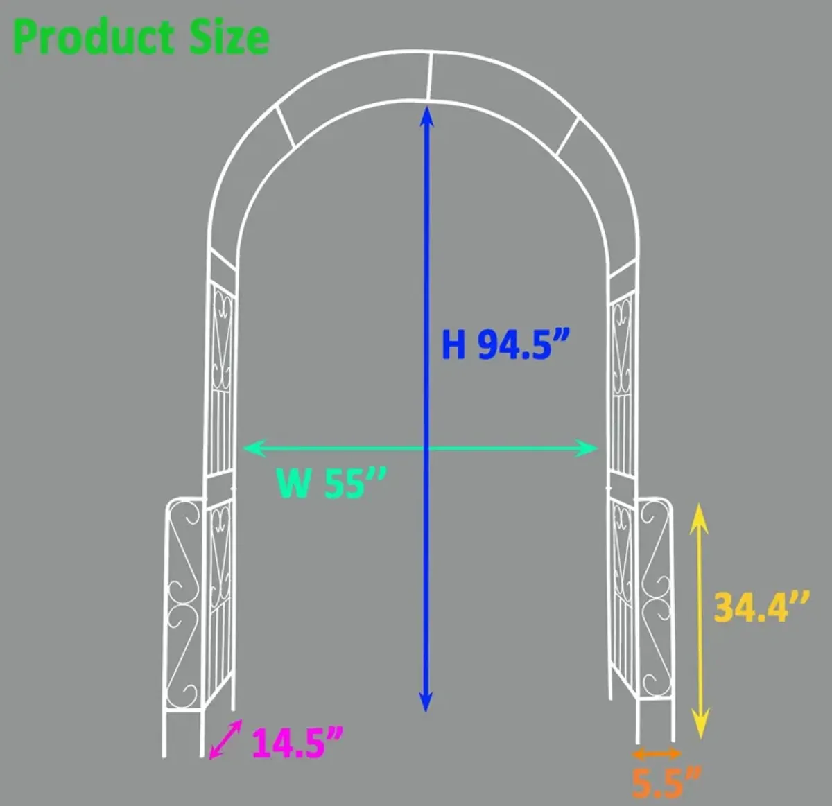 Metal Garden Arch Garden Arbor Trellis Climbing Plants Support Rose Arch Outdoor Arch