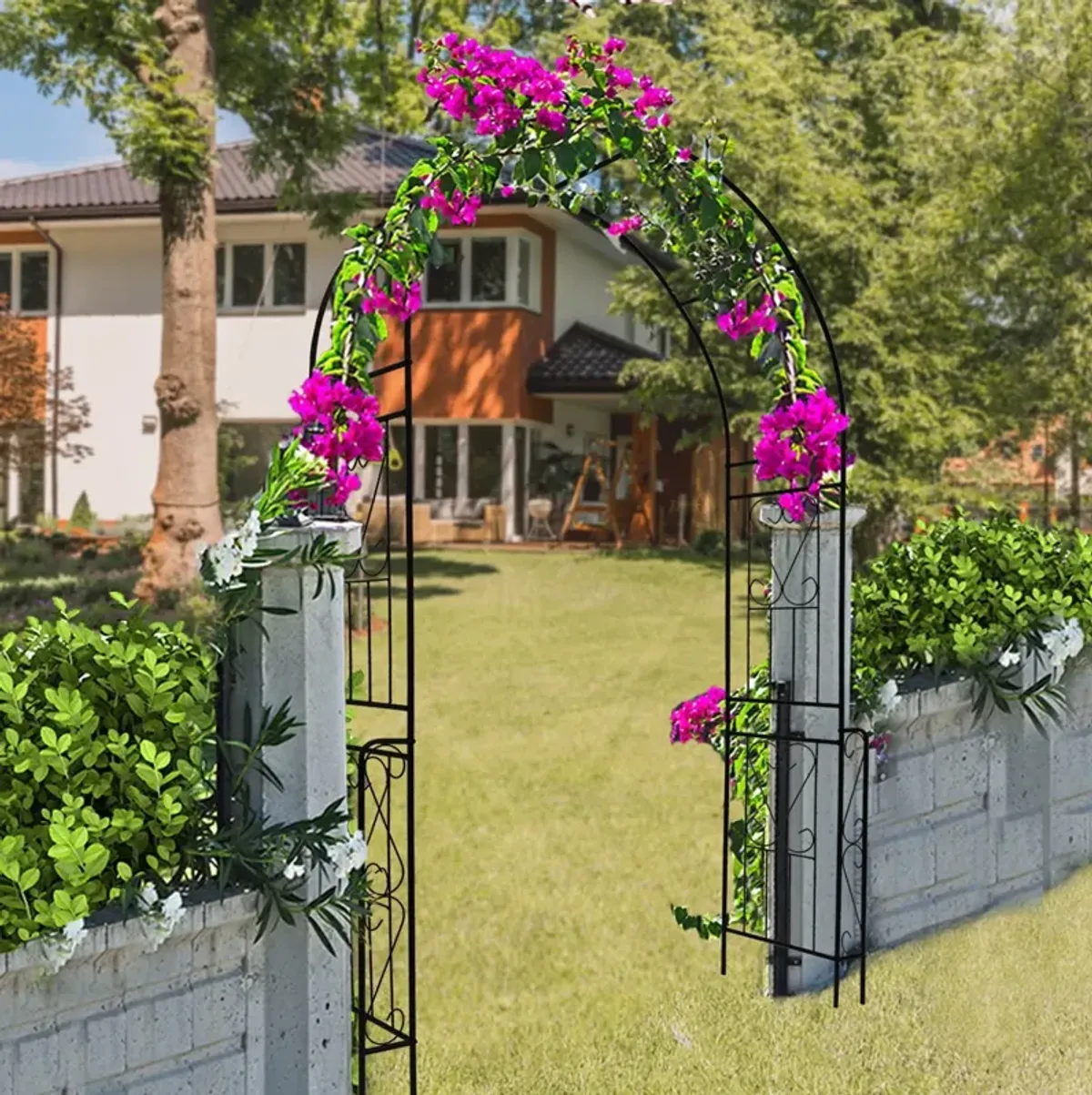 Metal Garden Arch Garden Arbor Trellis Climbing Plants Support Rose Arch Outdoor Arch