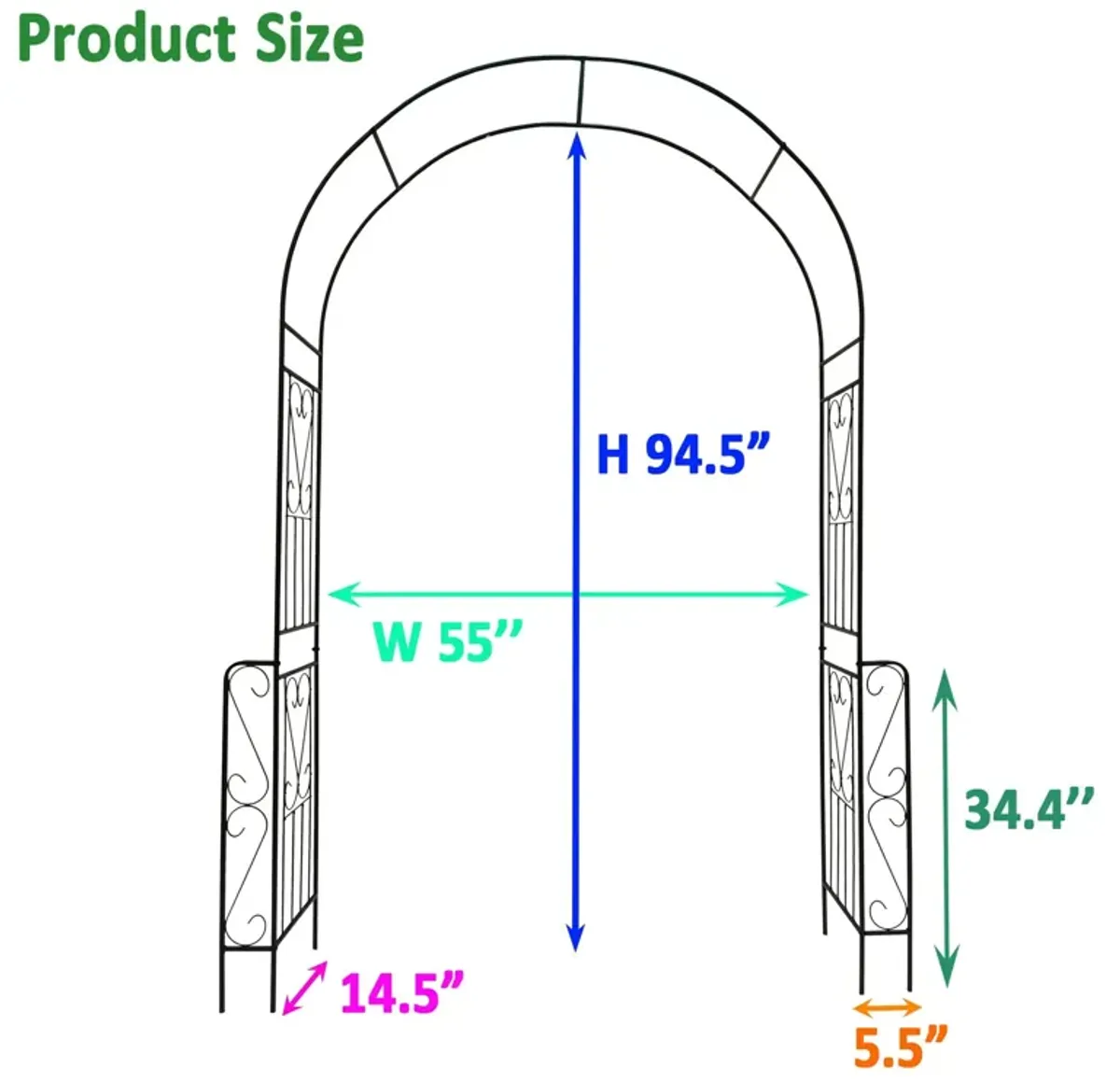 Metal Garden Arch Garden Arbor Trellis Climbing Plants Support Rose Arch Outdoor Arch