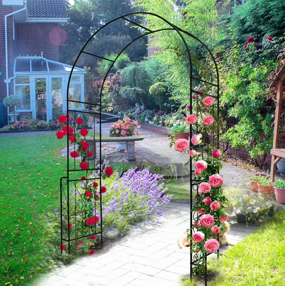 Metal Garden Arch Garden Arbor Trellis Climbing Plants Support Rose Arch Outdoor Arch