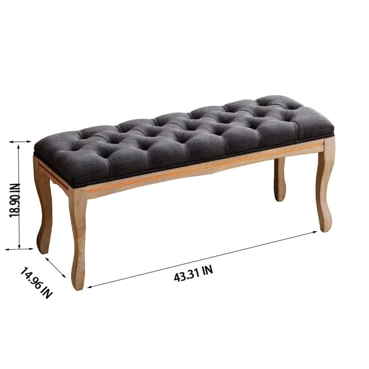 Upholstered Tufted Bench Ottoman, Dining Bench Bedroom Bench Footrest Stool Accent Bench For Entryway Dining Room Living Room