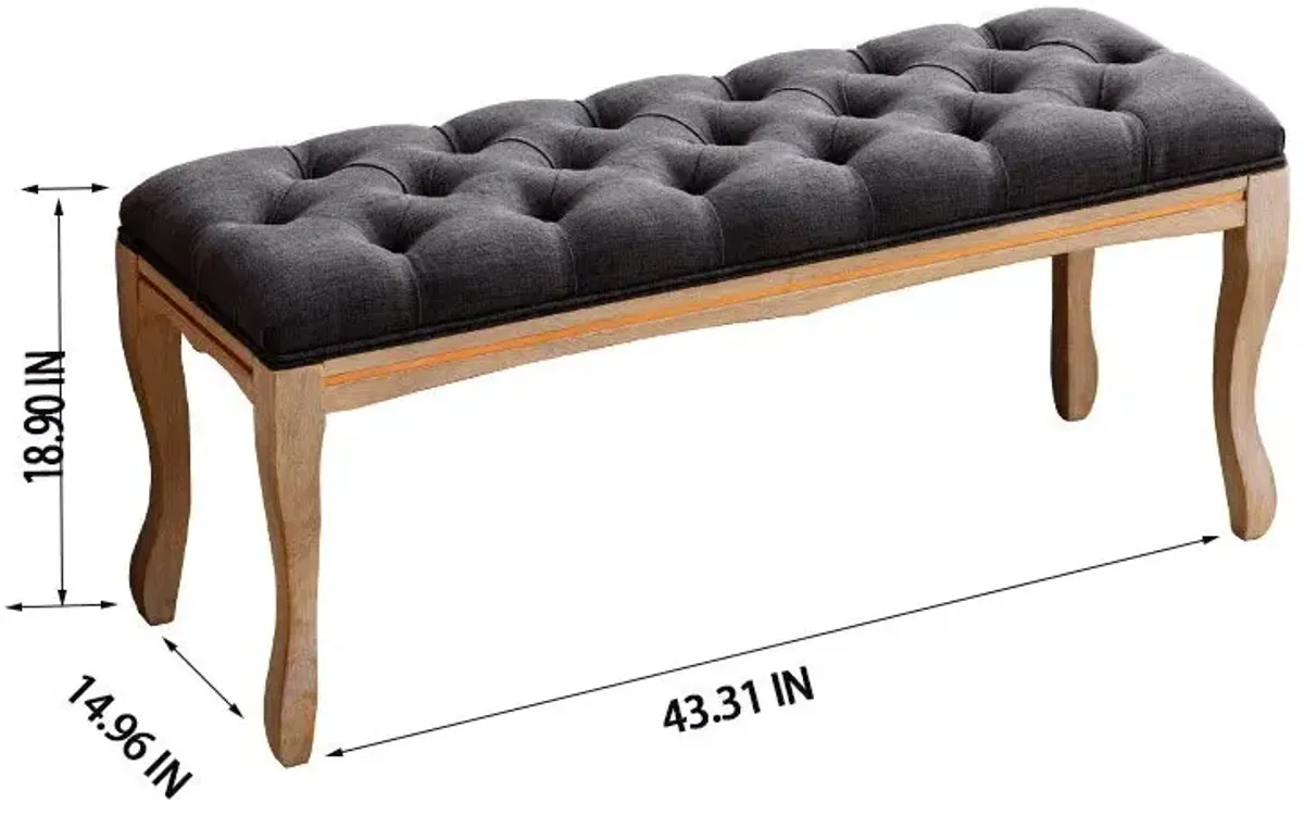 Upholstered Tufted Bench Ottoman, Dining Bench Bedroom Bench Footrest Stool Accent Bench For Entryway Dining Room Living Room