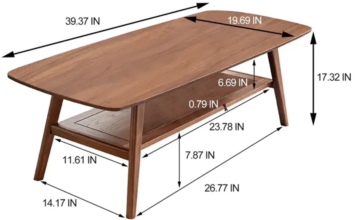 Low Coffee Table With Storage Shelf