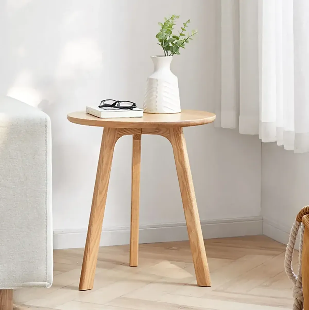 Round Small End Table, Side Table For Bedroom & Balcony