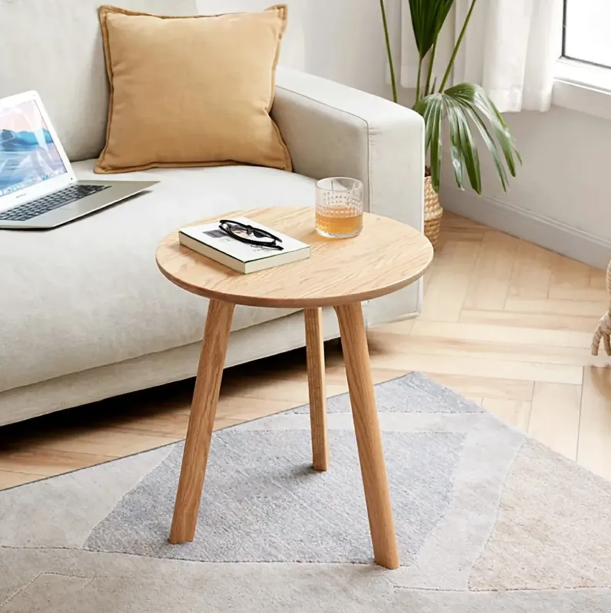 Round Small End Table, Side Table For Bedroom & Balcony