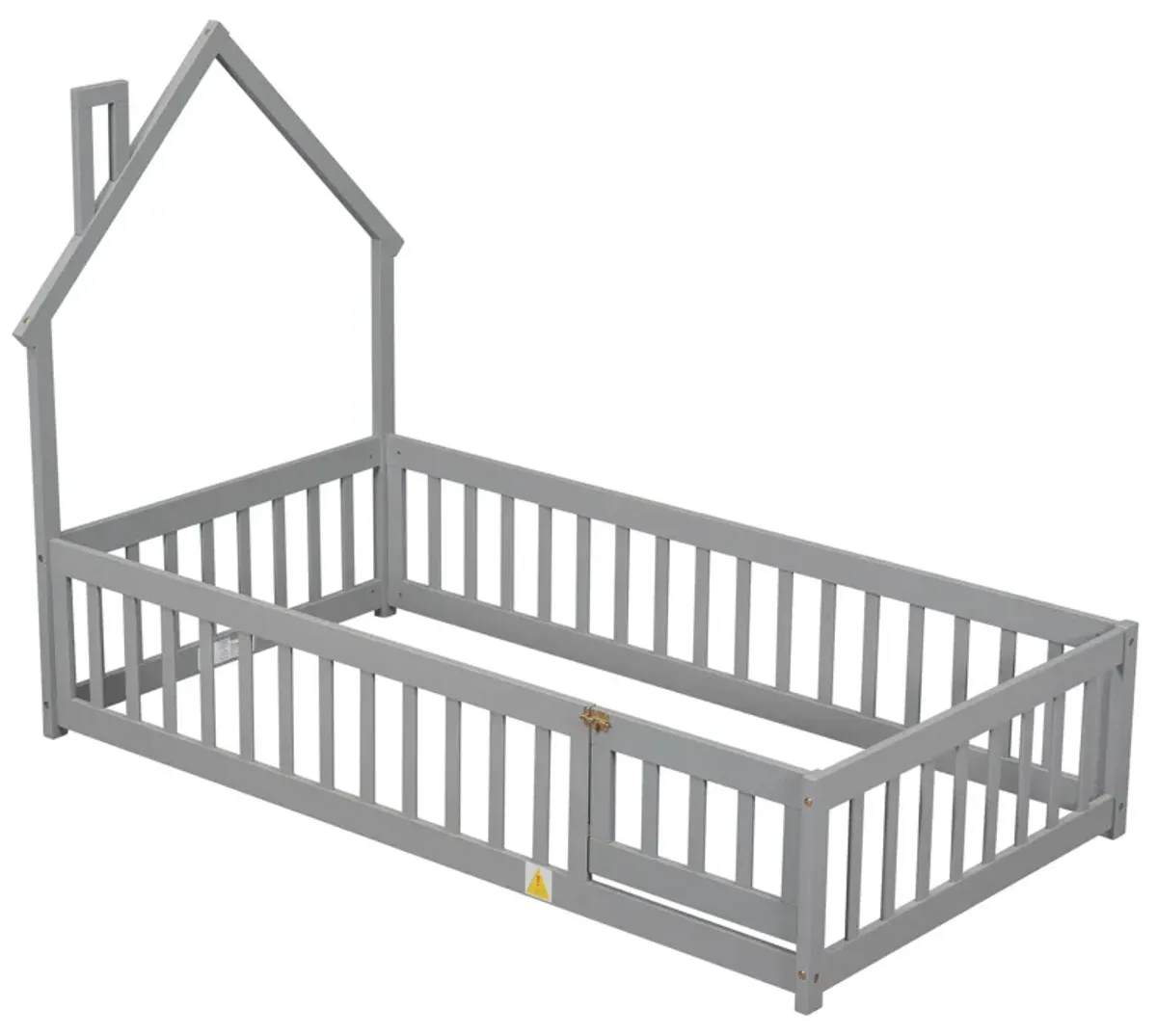 House-Shaped Headboard Floor Bed With Fence