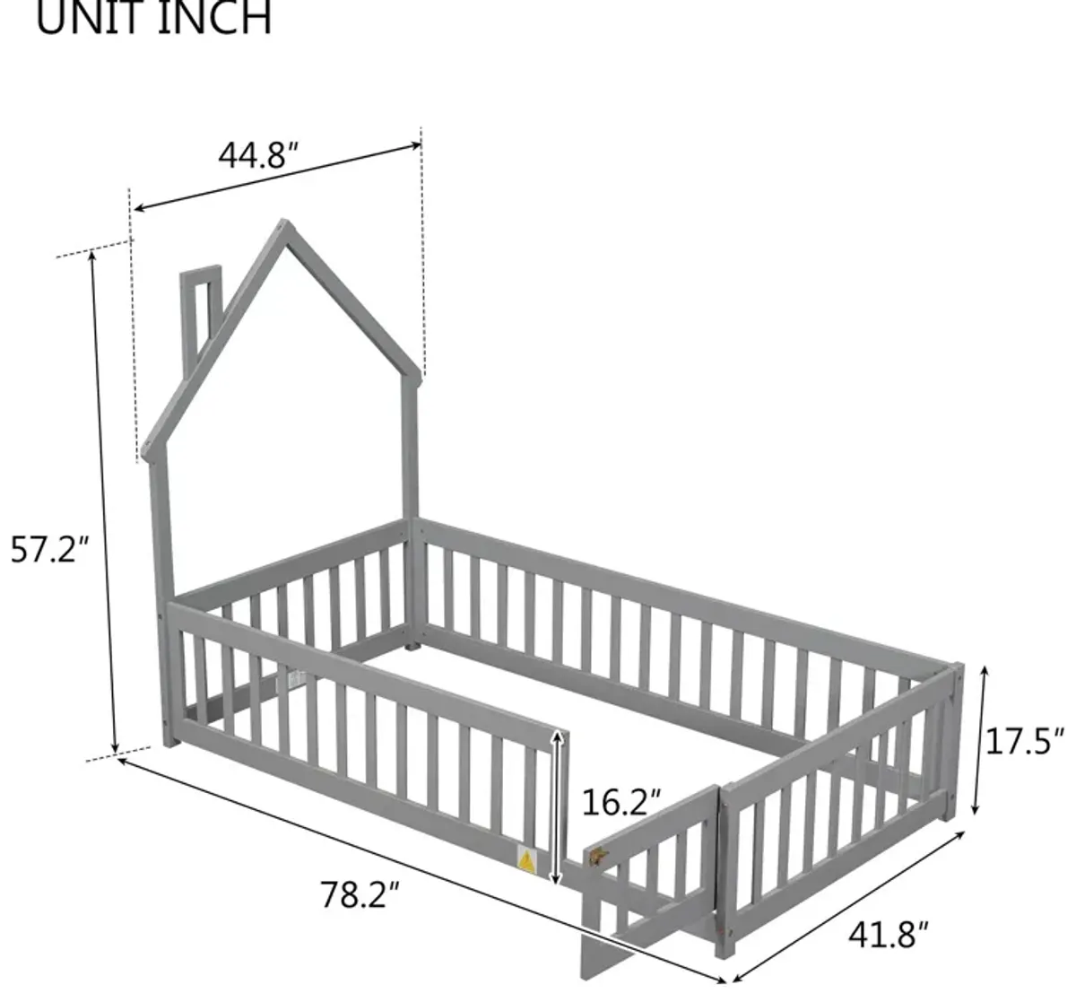 House-Shaped Headboard Floor Bed With Fence