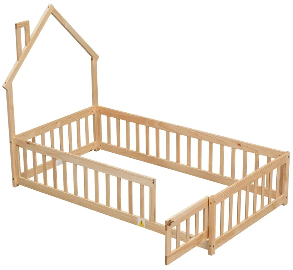 House-Shaped Headboard Floor Bed With Fence