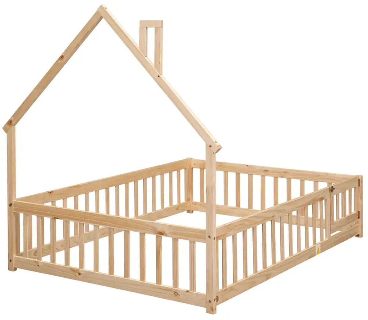 House-Shaped Headboard Floor Bed With Fence