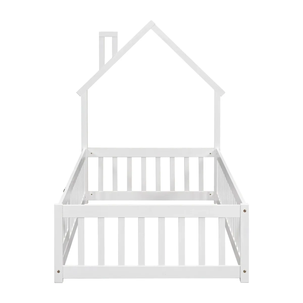 House-Shaped Headboard Floor Bed With Fence