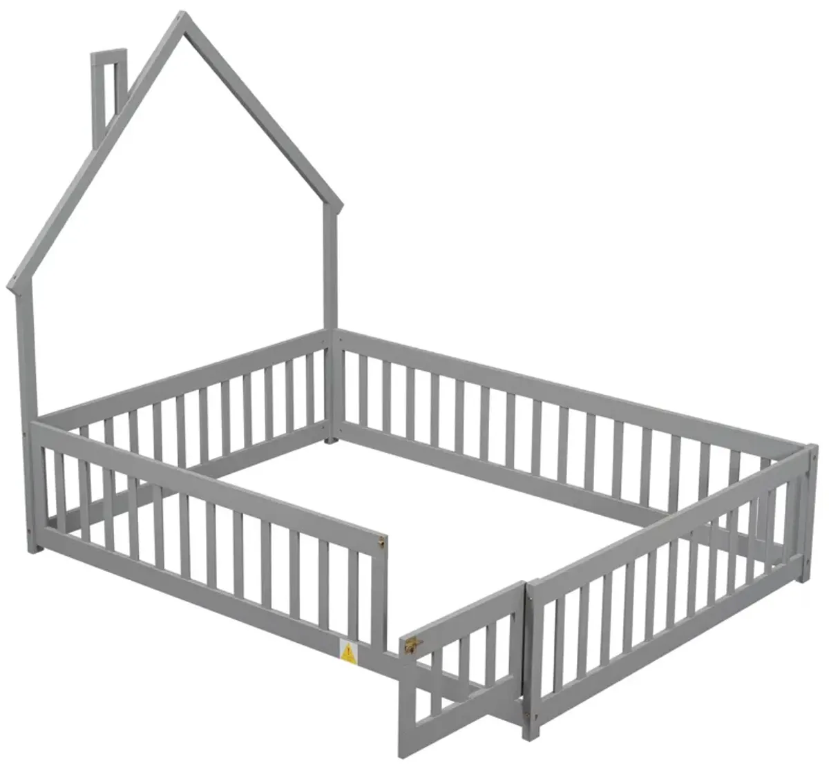 House-Shaped Headboard Floor Bed With Fence