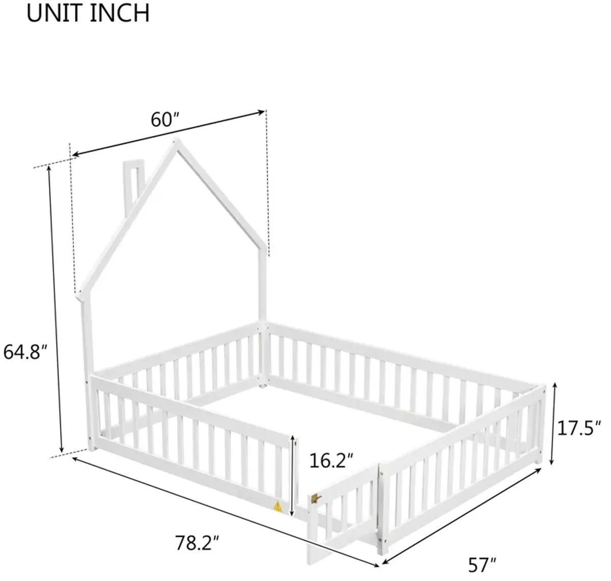 House-Shaped Headboard Floor Bed With Fence