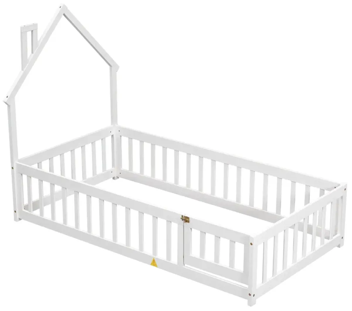 House-Shaped Headboard Floor Bed With Fence