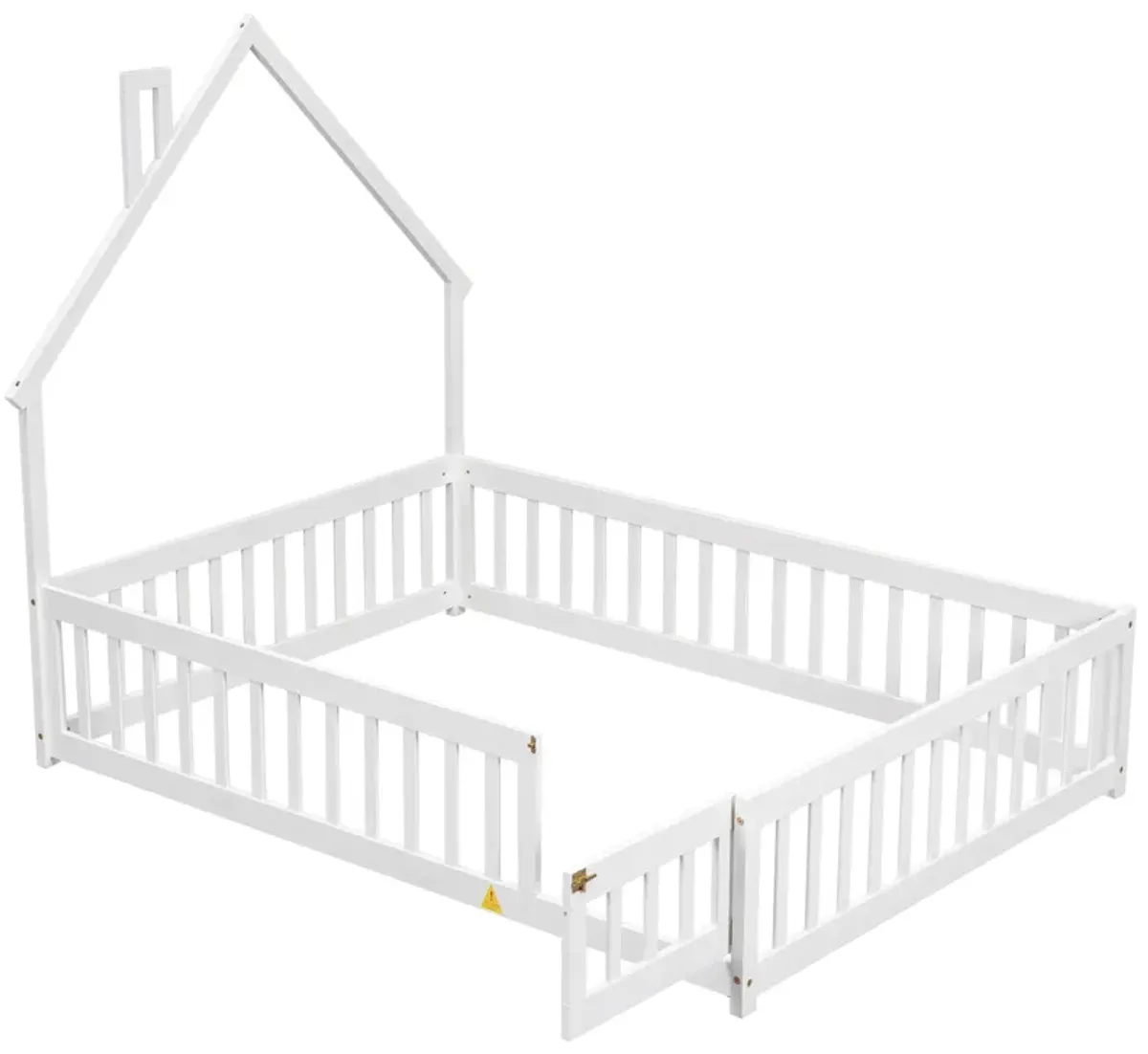 House-Shaped Headboard Floor Bed With Fence