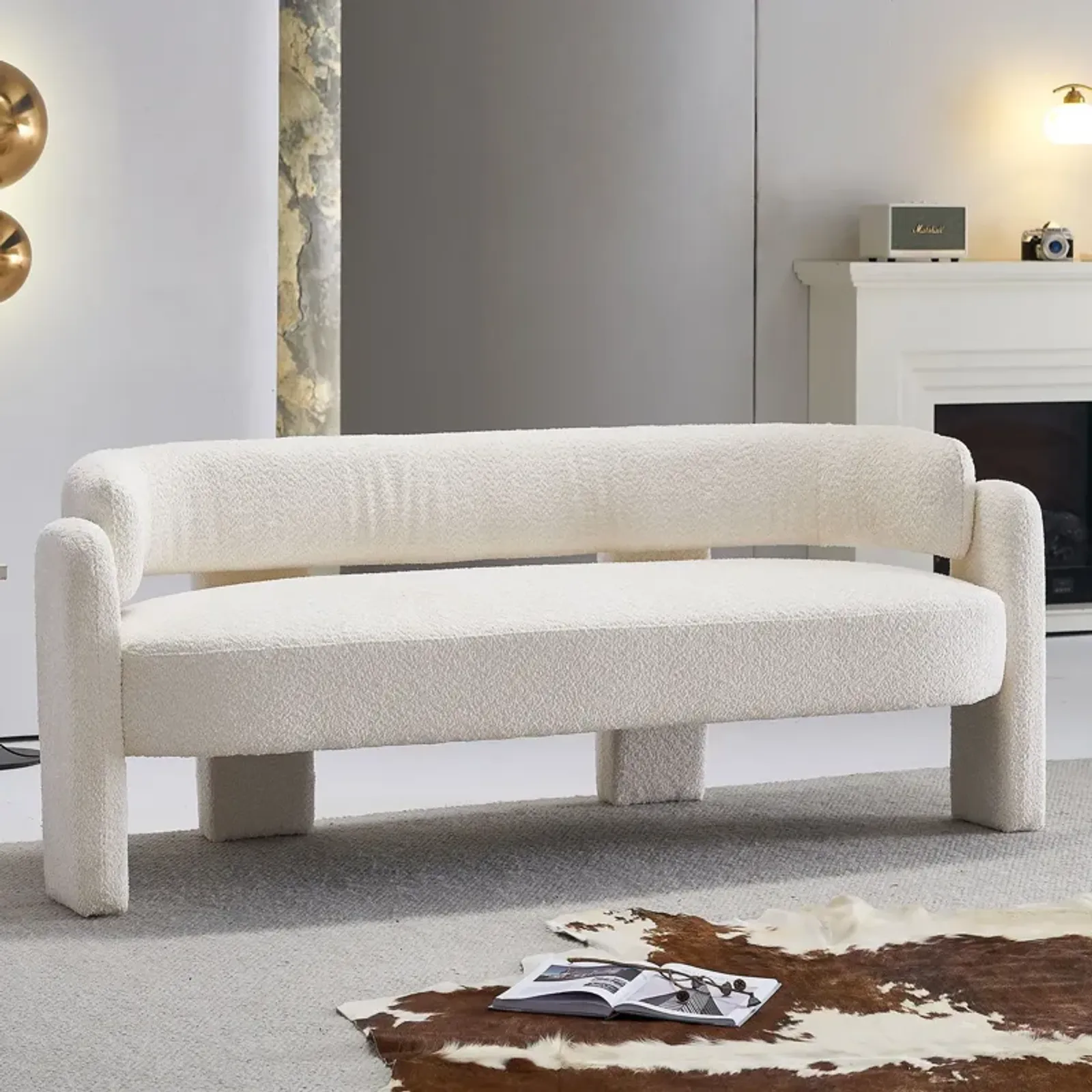 Boucle Upholstery Modern Sofa For Living Room