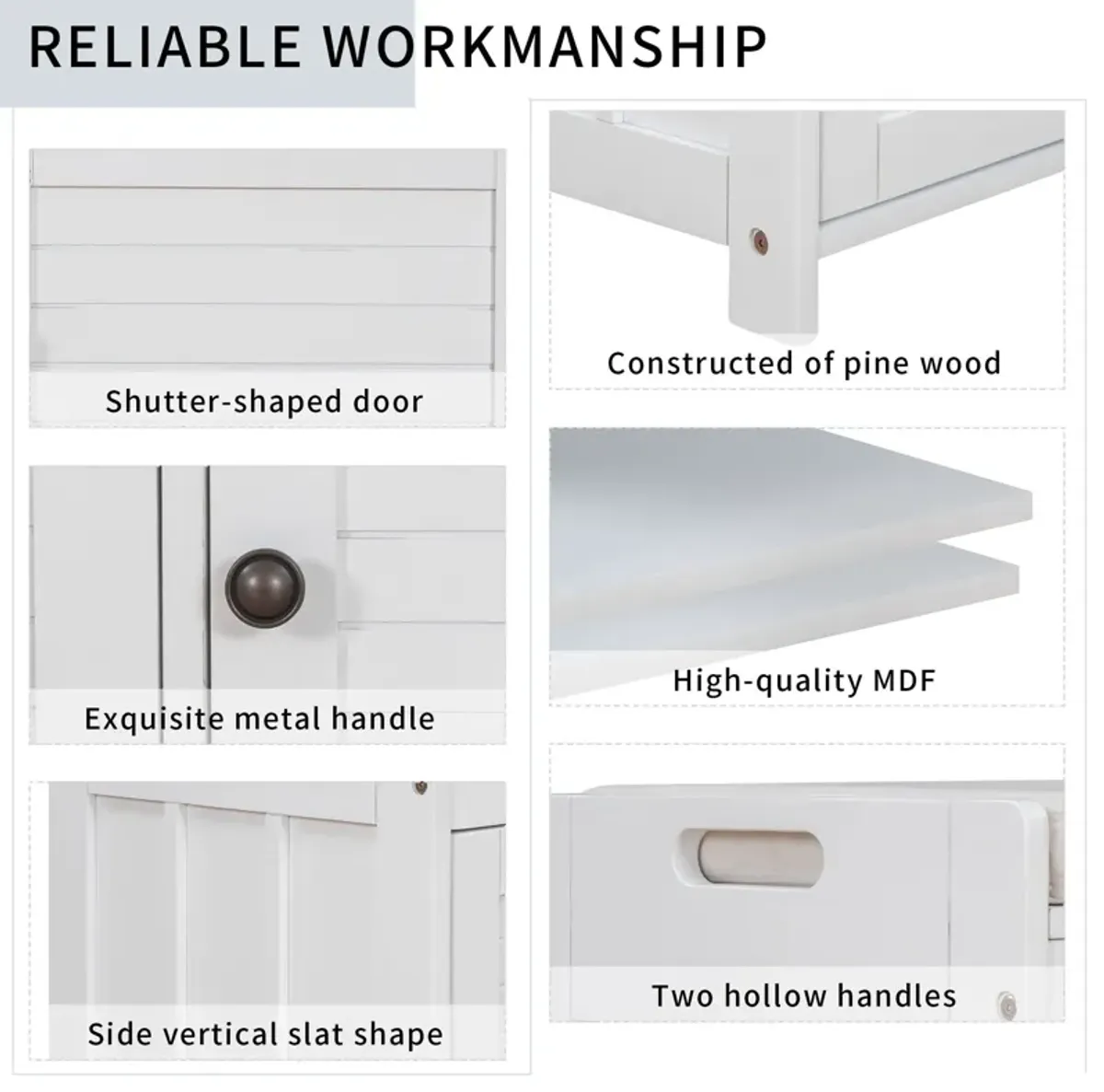 Storage Bench With 3 Shutter-Shaped Doors, Shoe Bench With Removable Cushion And Hidden Storage Space