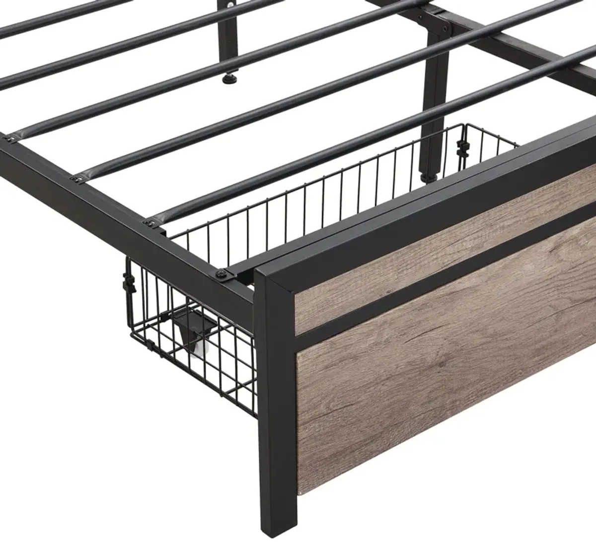 Metal Platform Bed Frame With Upholsteryolstery Storage Function Headboard And USB Liner And Footboard With Drawers, No Box Spring Needed, Large Under Bed Storage