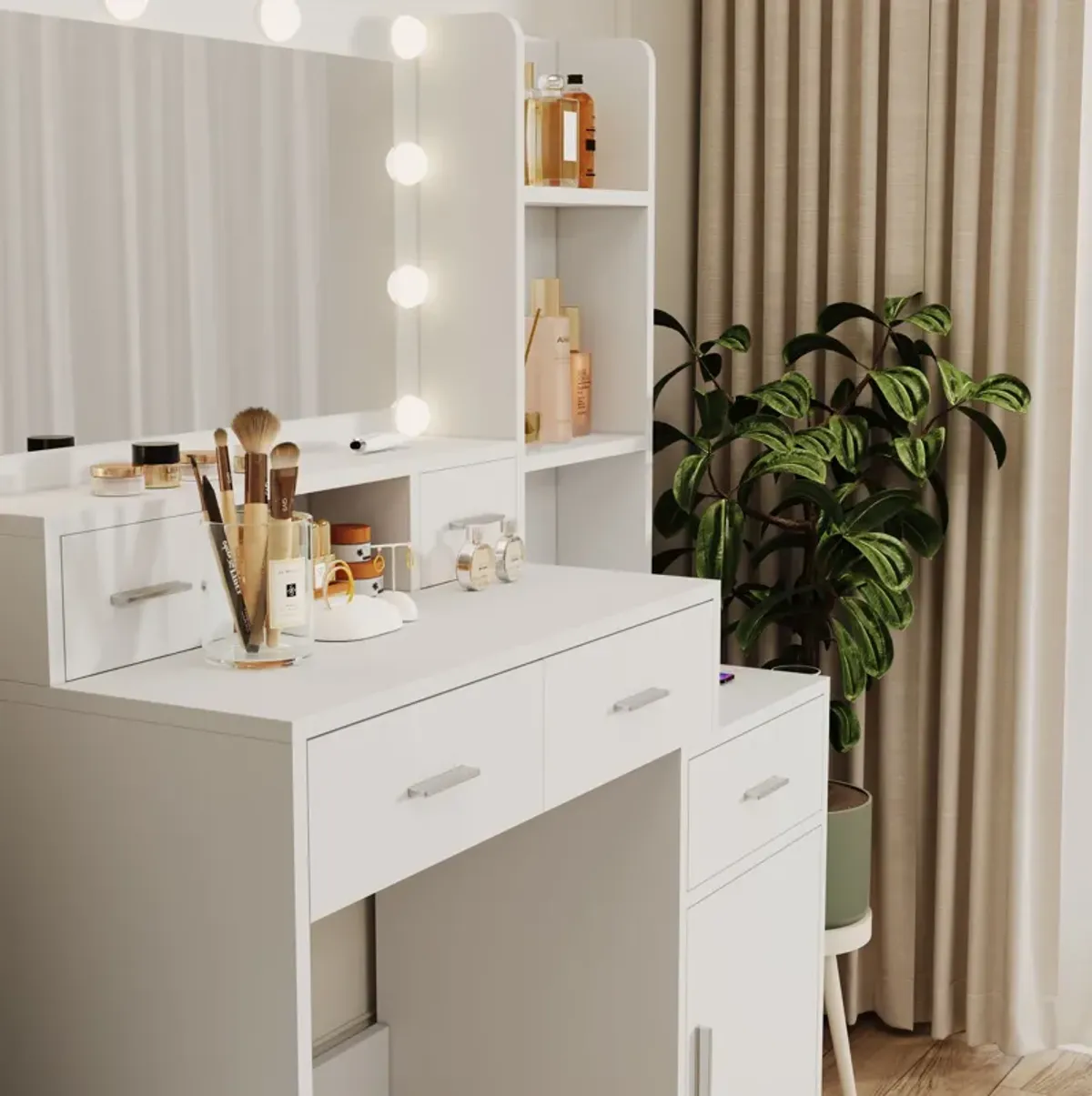 Newly Designed Smart Mirror Dressing Table With Drawers And Storage Cabinet, Dressing Table With Dressing Pad For Bedroom, Dressing Room