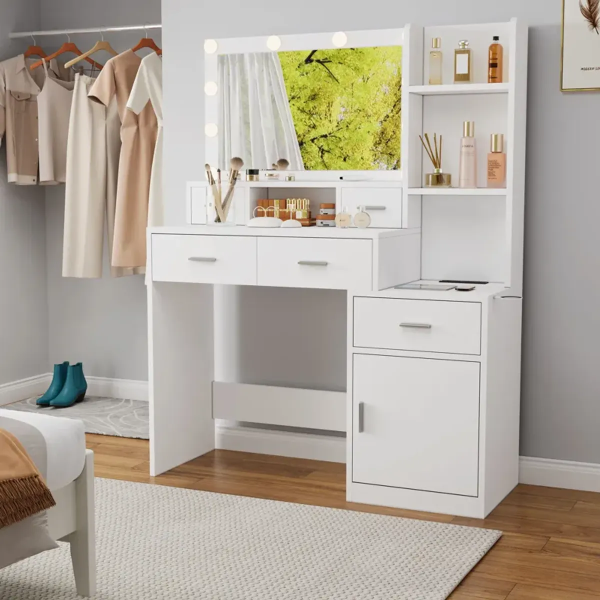 Newly Designed Smart Mirror Dressing Table With Drawers And Storage Cabinet, Dressing Table With Dressing Pad For Bedroom, Dressing Room