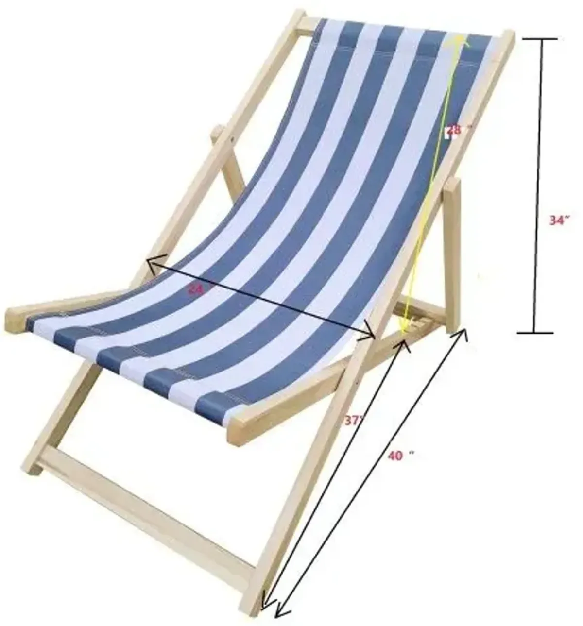 Sling Folding Chaise Lounge Chair - Stripe Blue