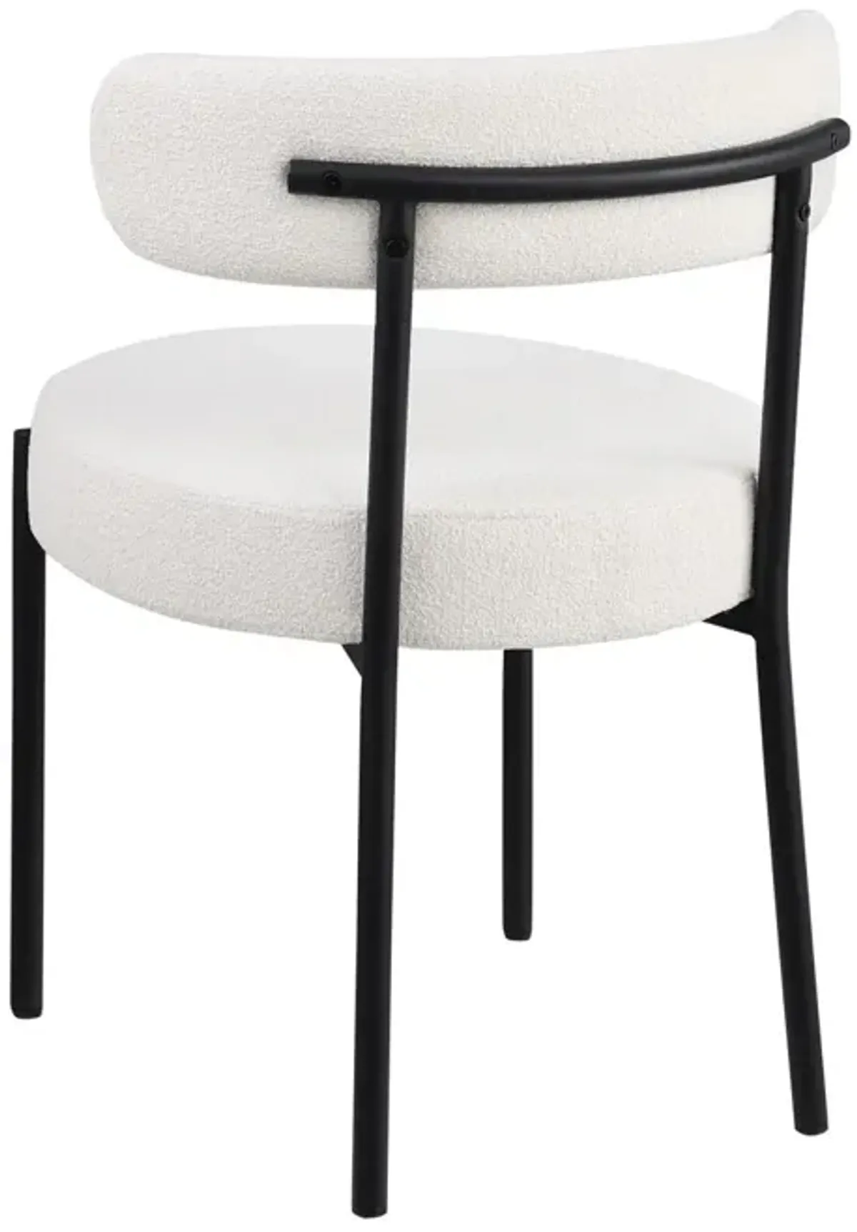 Dining Chairs (Set of 2) Round Upholstered Boucle Dining Room Chairs Mid-Century Modern Kitchen Chairs Curved Backrest Chairs For Dining Room Metal Legs - White / Black