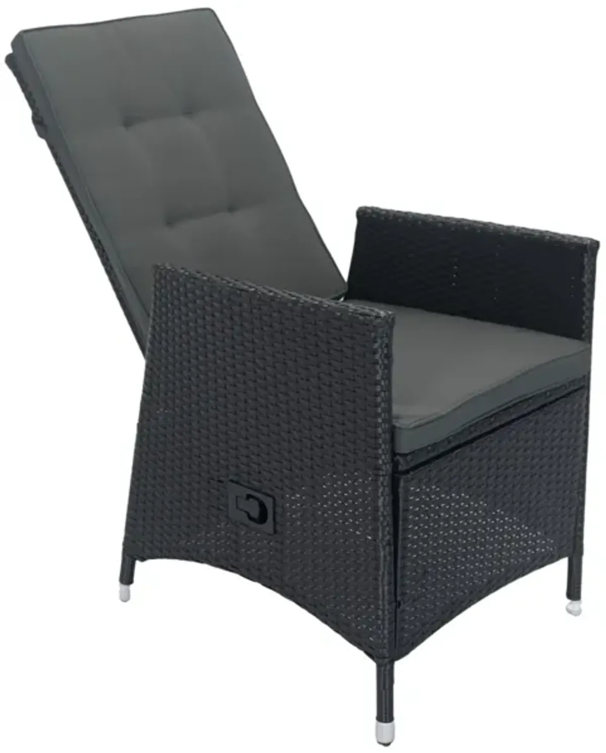 7 Piece Outdoor Patio Wicker Dining Set Patio With Adjustable Backrest And Cushion - Black / Dark Gray