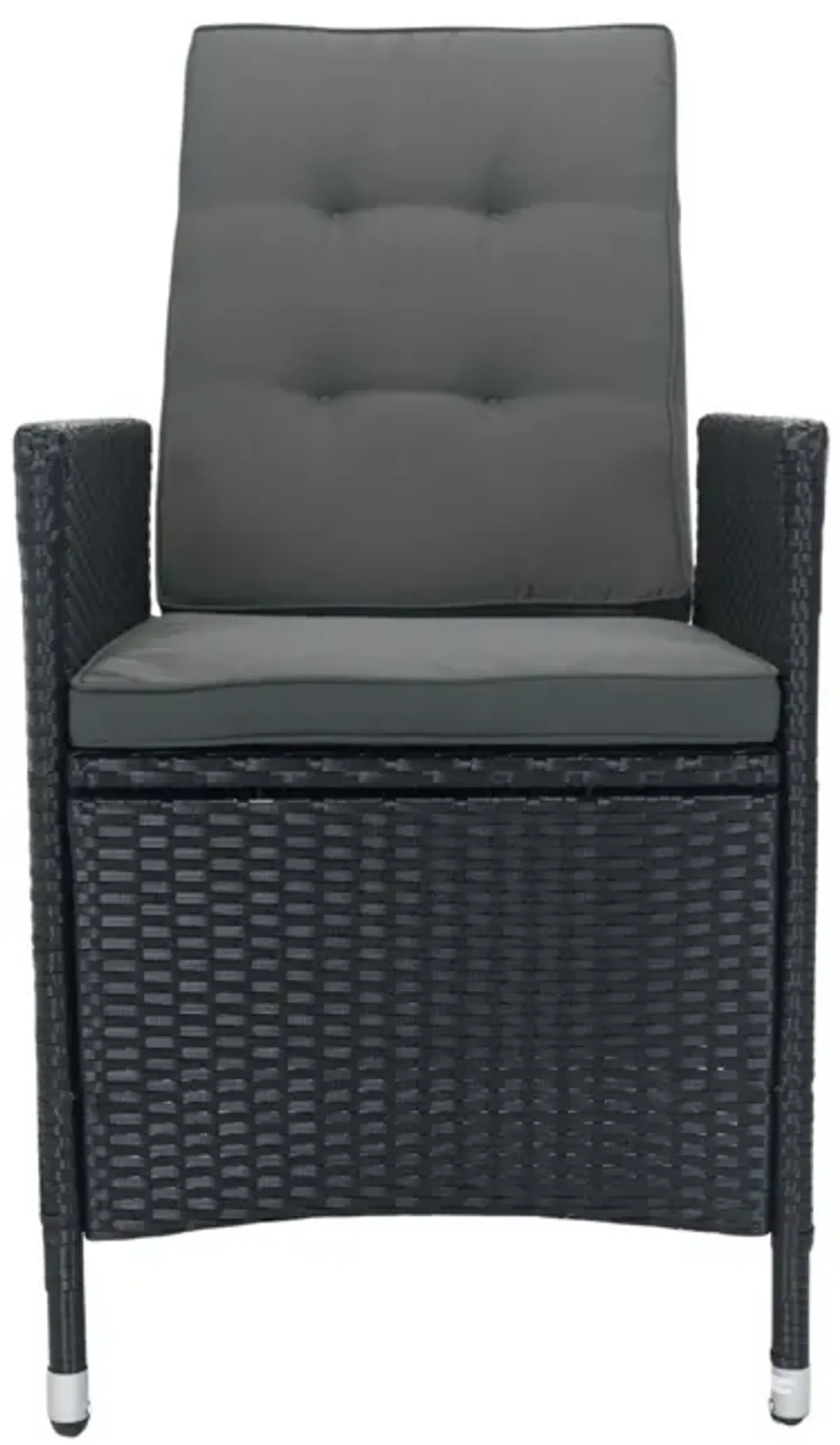 7 Piece Outdoor Patio Wicker Dining Set Patio With Adjustable Backrest And Cushion - Black / Dark Gray