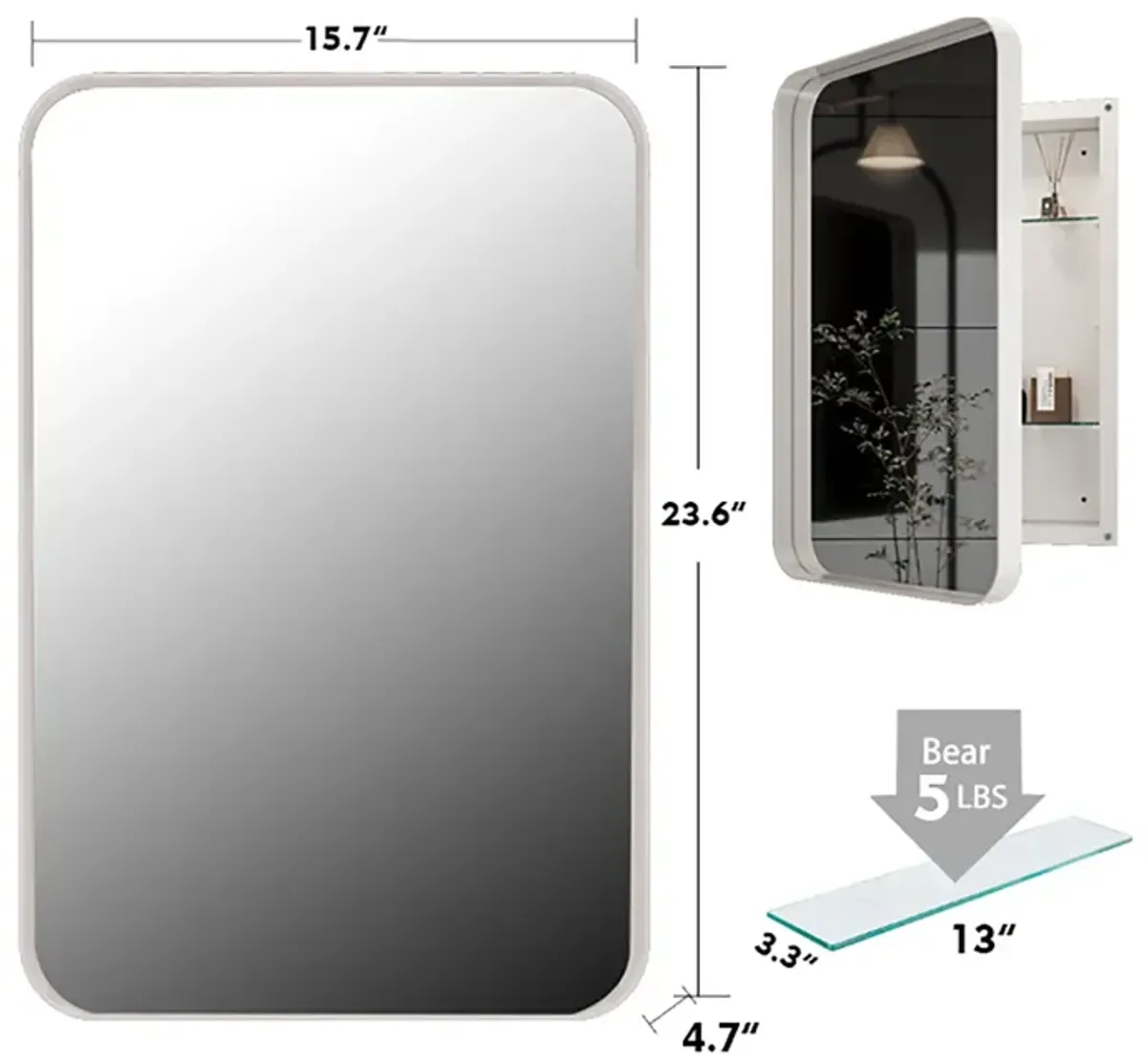 Recessed Metal Framed Medicine Cabinet With Mirror And Adjustable Shelves Wall Mirror With Storage For Bathroom