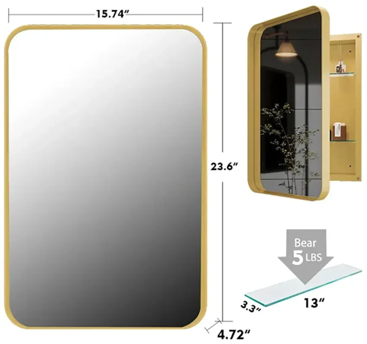 Recessed Metal Framed Medicine Cabinet With Mirror And Adjustable Shelves Wall Mirror With Storage For Bathroom