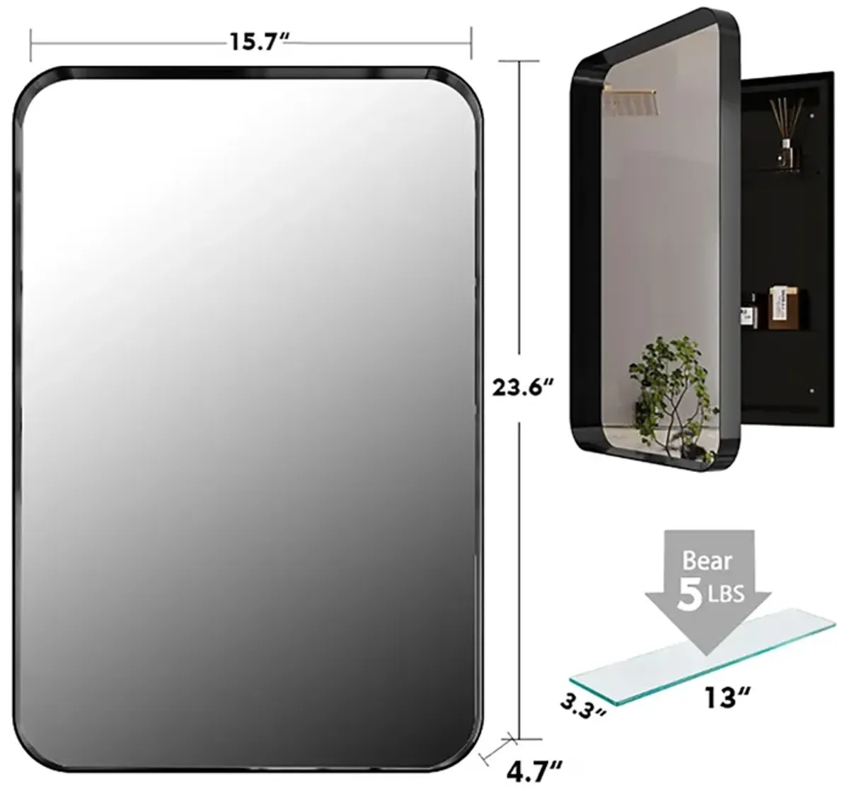 Recessed Metal Framed Medicine Cabinet With Mirror And Adjustable Shelves Wall Mirror With Storage For Bathroom