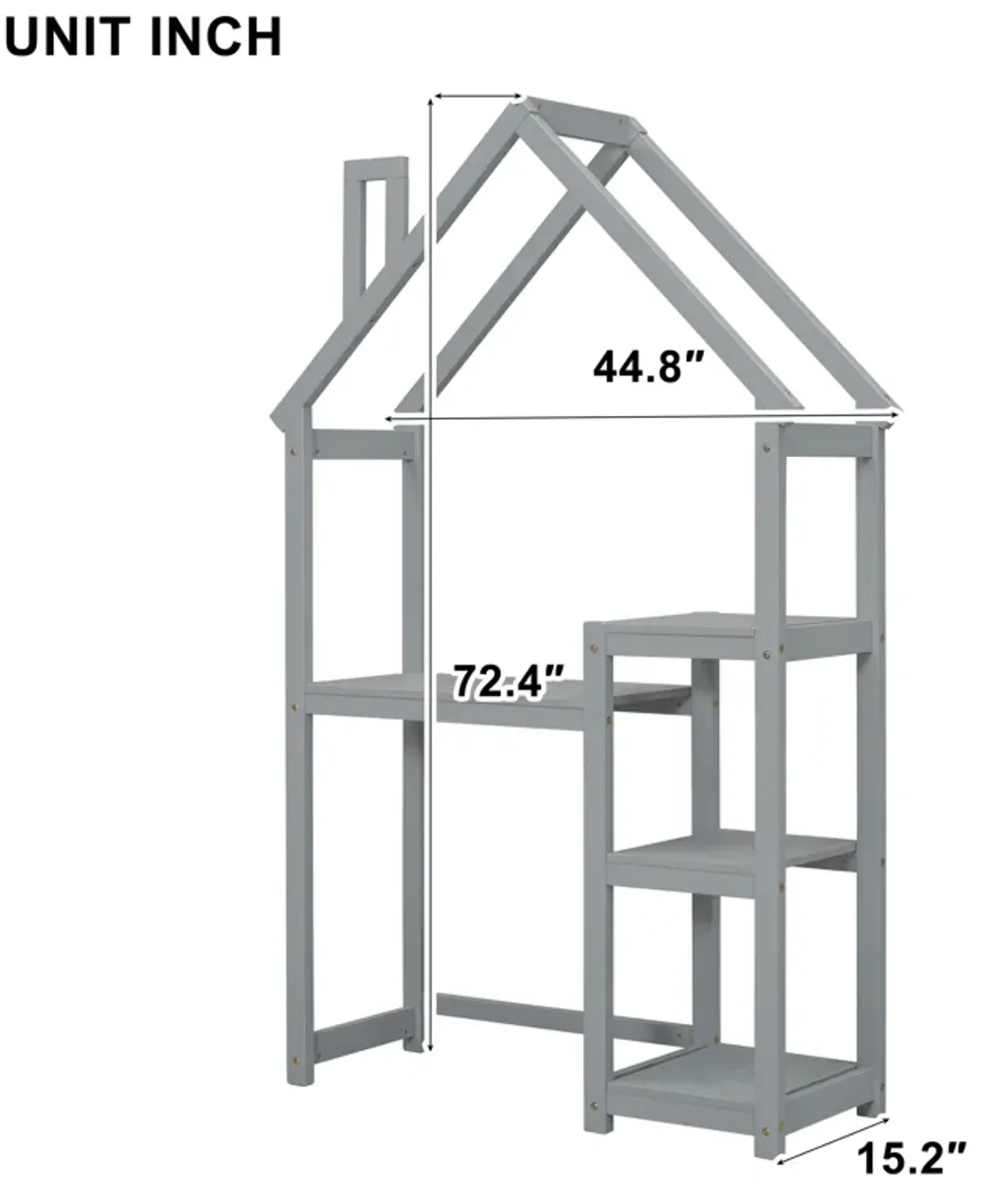 House-Shaped Wooden Writing Desk, Kids Study Table, Bookshelf & Toy Storage