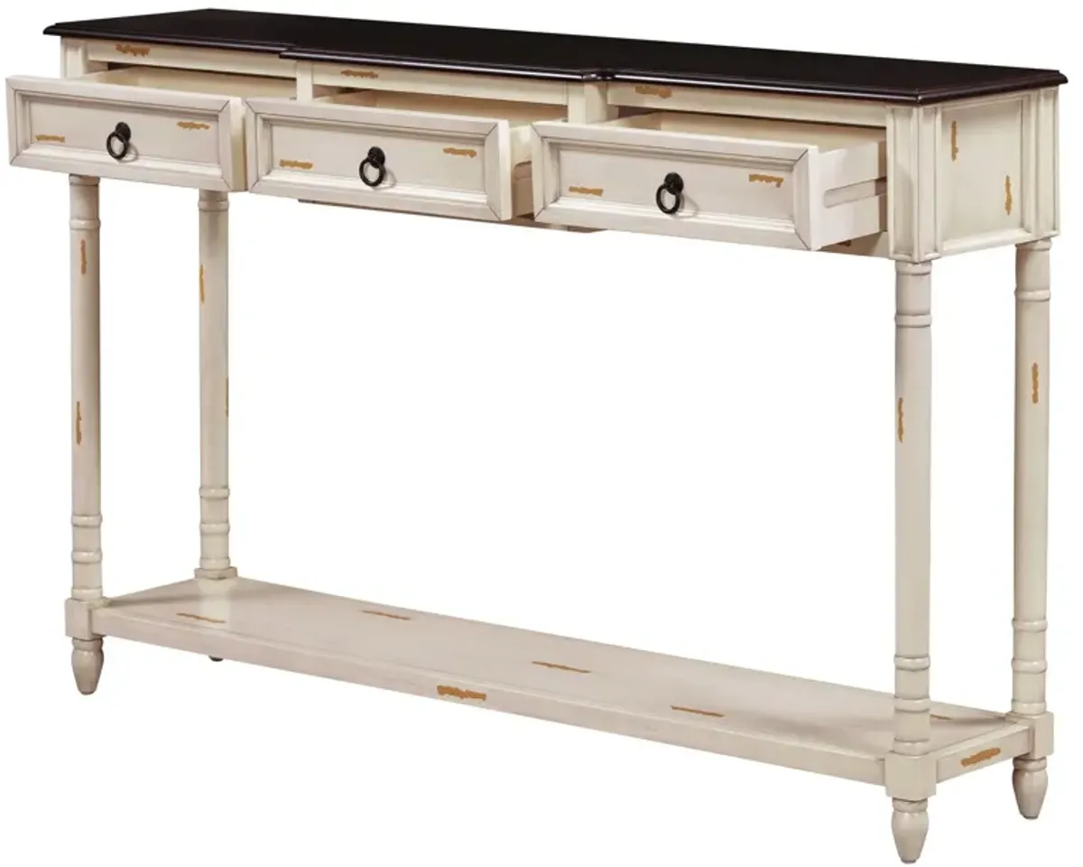 Console Table Sofa Table With Drawers For Entryway With Projecting Drawers And Long Shelf