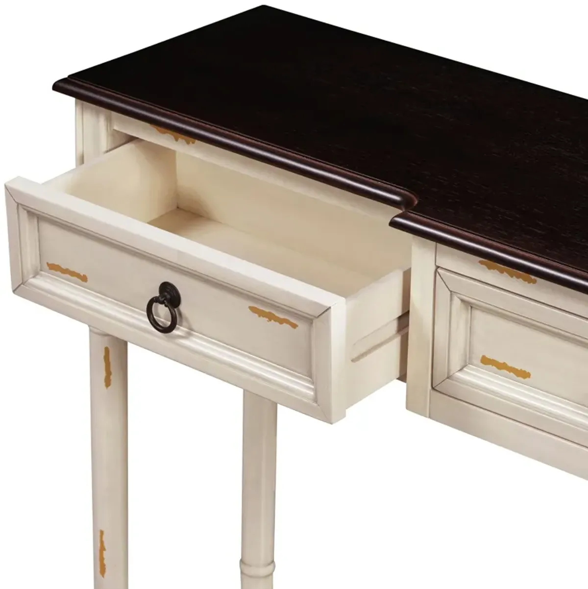 Console Table Sofa Table With Drawers For Entryway With Projecting Drawers And Long Shelf