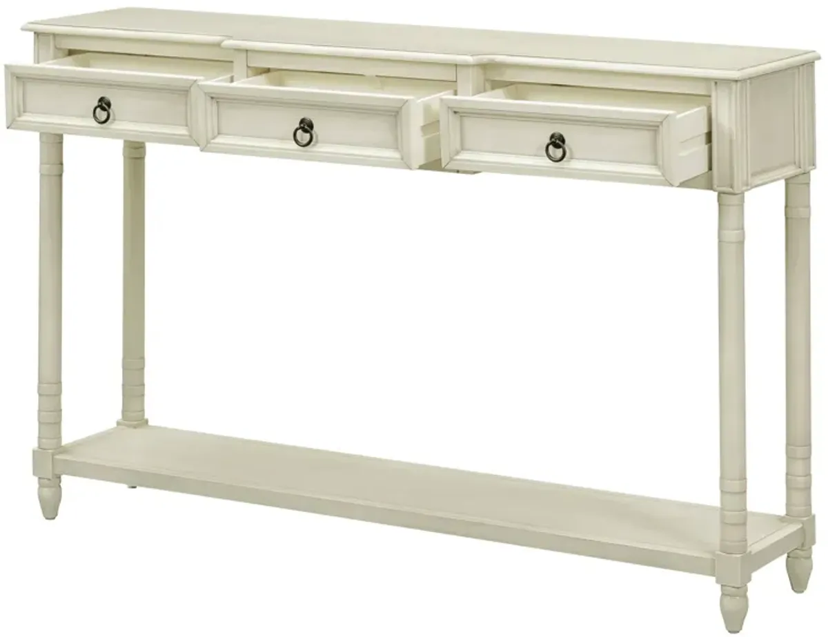 Console Table Sofa Table With Drawers For Entryway With Projecting Drawers And Long Shelf