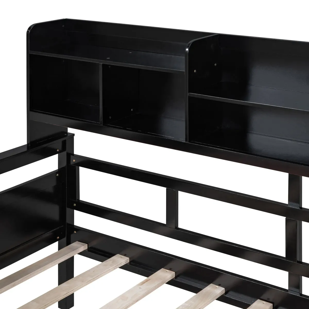 Daybed, Wood Slat Support, With Bedside Shelves And Two Drawers