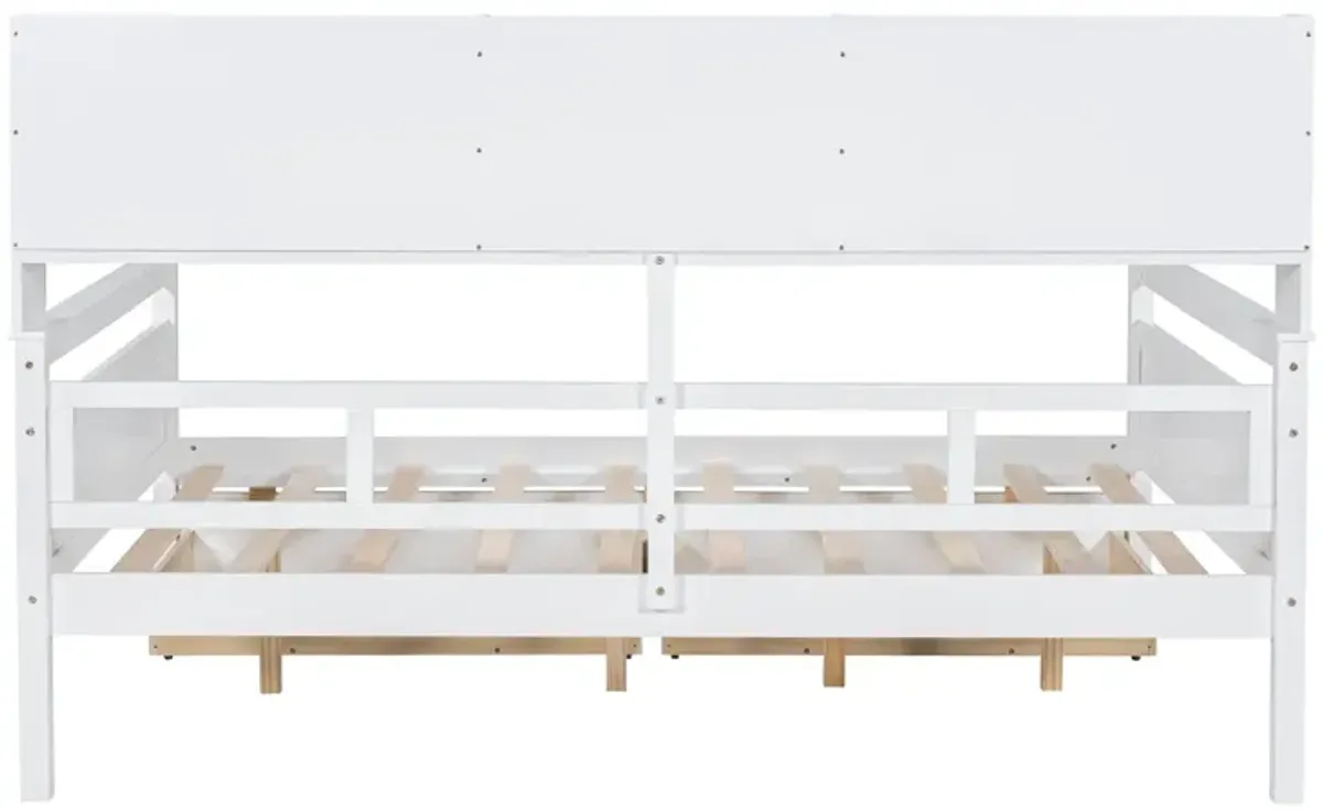 Daybed, Wood Slat Support, With Bedside Shelf And Two Drawers