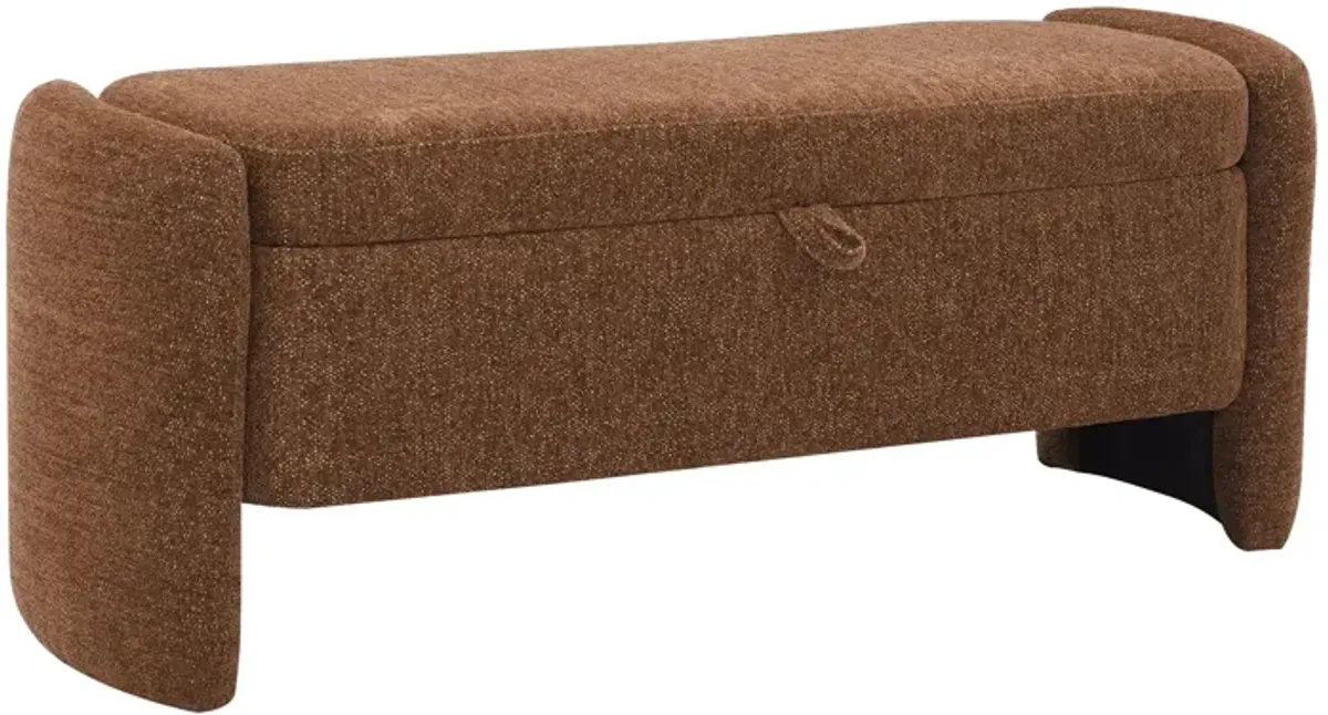 Oval Ottoman Storage Bench Chenille Bench With Large Storage Space For The Living Room, Entryway And Bedroom