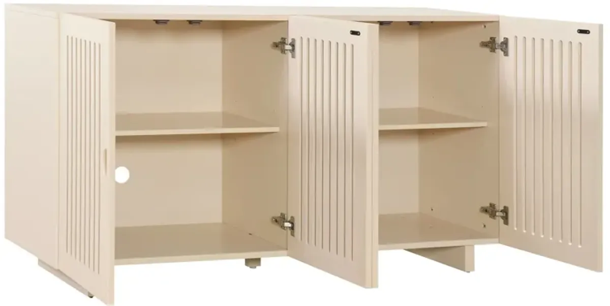 Modern Style Sideboard With Superior Storage Space, Hollow Door Design And 2 Adjustable Shelves For Living Room And Dining Room